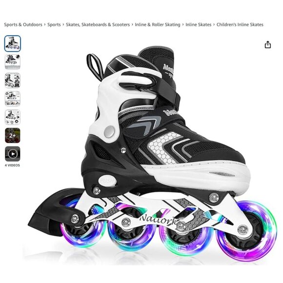 Inline Skates Children Adjustable Inline Skates with Light Up Wheels - Picture 1 of 9